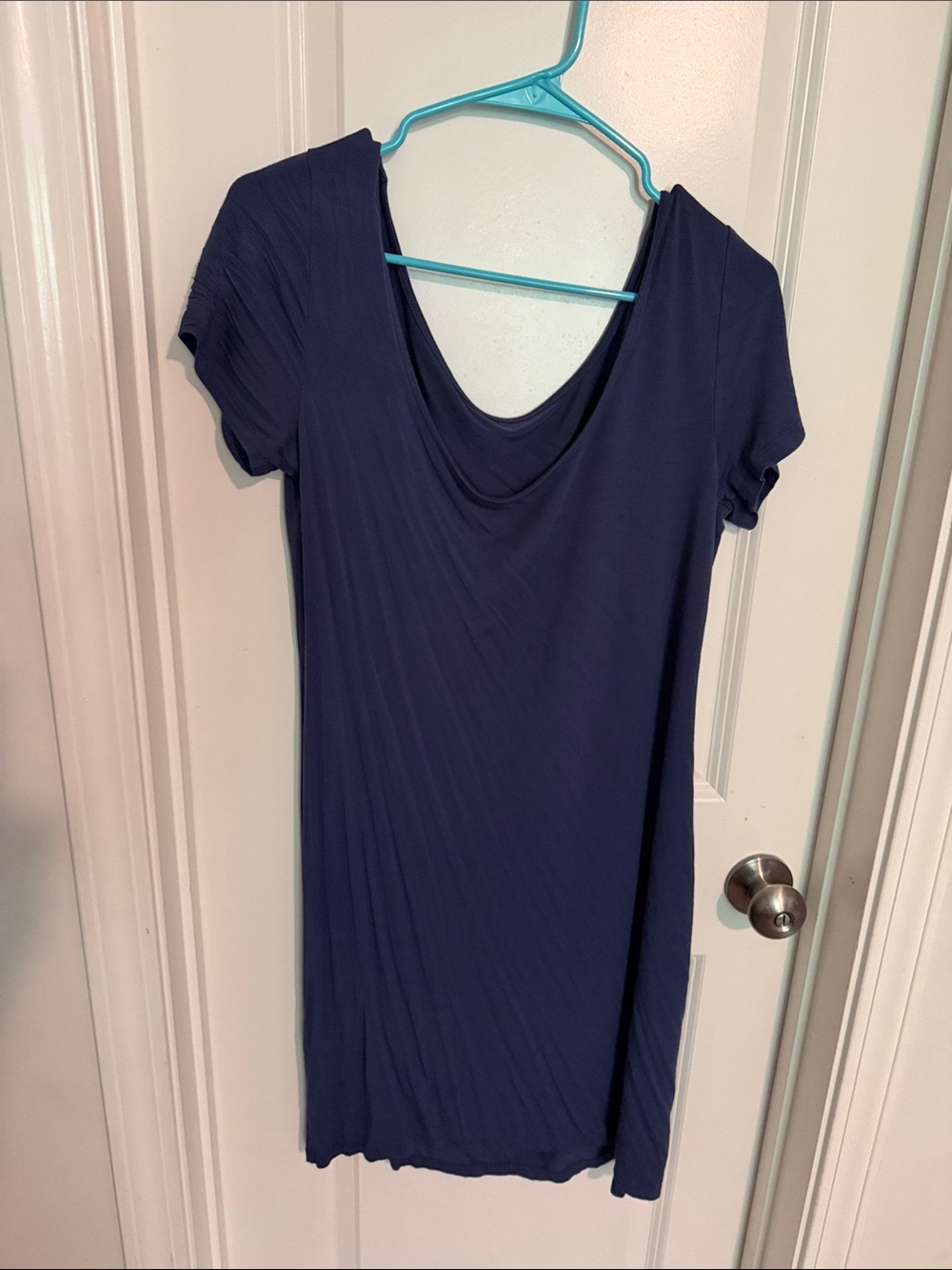 Women's Navy Short Sleeve Scoop Neck Top